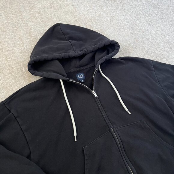 Gap Black Zip Up Cotton Blend Hoodie Sweatshirt M - Picture 3 of 8